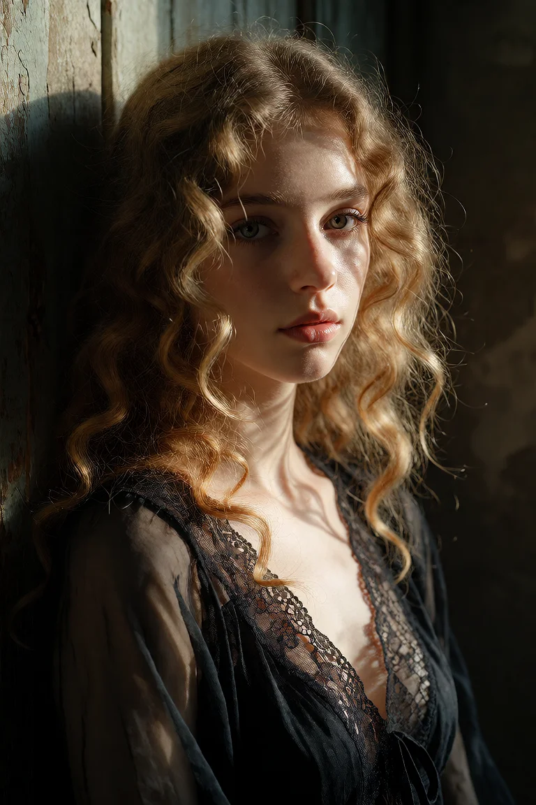 Civitai #144286898 Classical Lace Portrait: Krea 2 Chiaroscuro & Sheer Veil - Krea 2 DiT ComfyUI workflow artwork