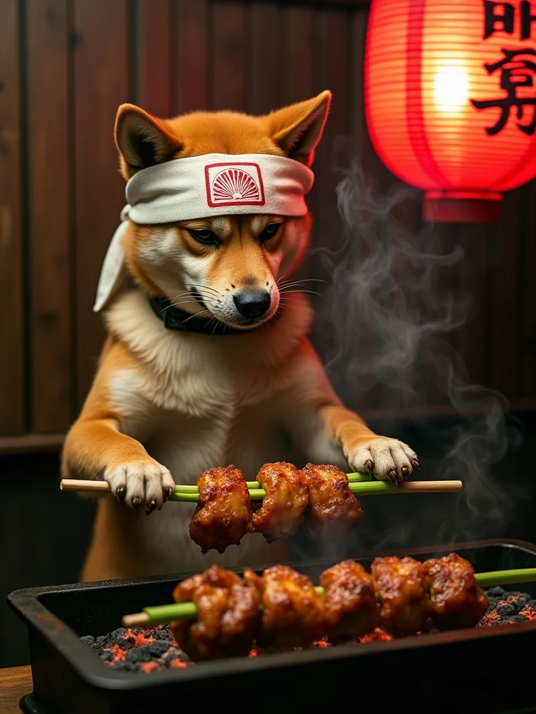 Civitai #143442077 Reproduction: Shiba Inu Izakaya Yakitori Chef - Flux.1 GGUF ComfyUI workflow artwork
