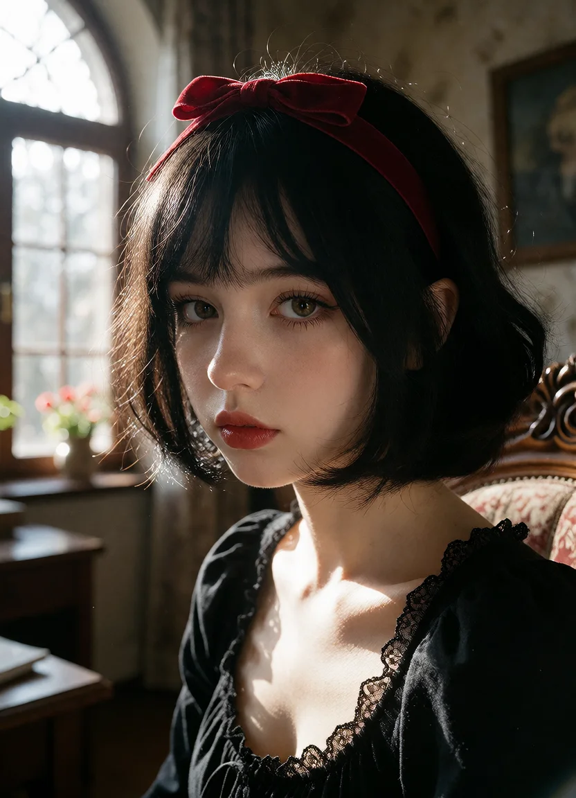 Civitai #144303076 Snow White Window: Arched Sunlight & Porcelain Film Aesthetics - Krea 2 DiT ComfyUI workflow artwork